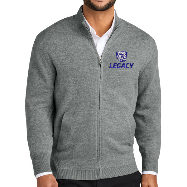 Port Authority® Easy Care Full-Zip Sweater - Embroidered Logo Thumbnail